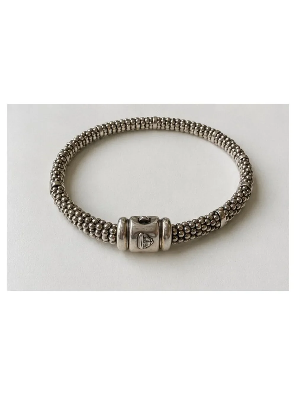 LAGOS Caviar Sterling Silver Bracelet Box Clasp Vintage w/ Pouch